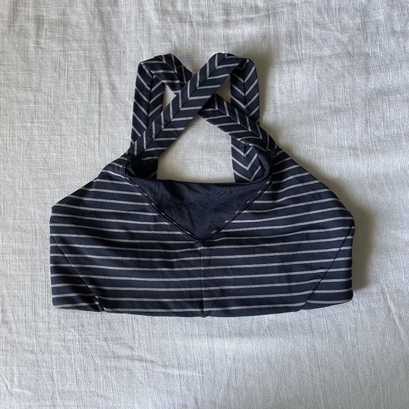 lululemon athletica Other - Lululemon Striped blue gray criss cross sports bra